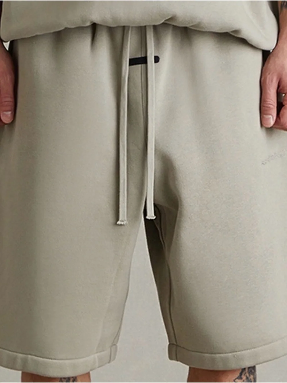 Essentials Men's Drawstring Shorts in Light Taupe